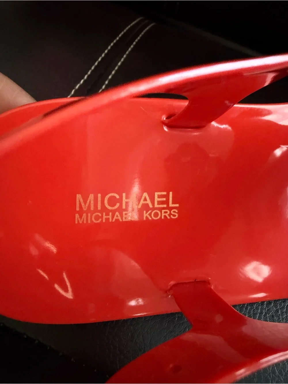 Michael Kors Coral T-Strap Jelly Sandals with Gold Accent